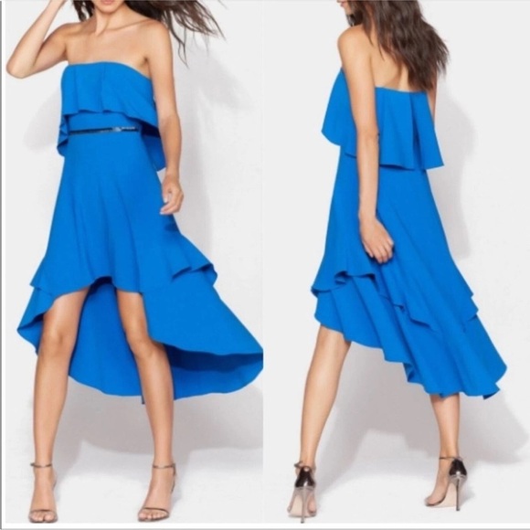 Halston Heritage Strapless Flounce  High Low Dress Size 2 NEW - Picture 1 of 8